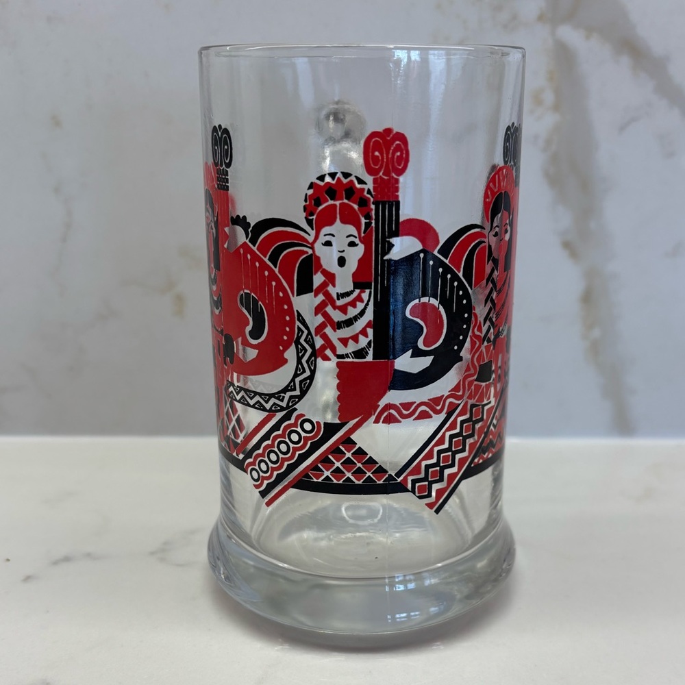 Vintage Dominion Flamenco Dancers Mug Stein 12 Oz. Barware Red and Black